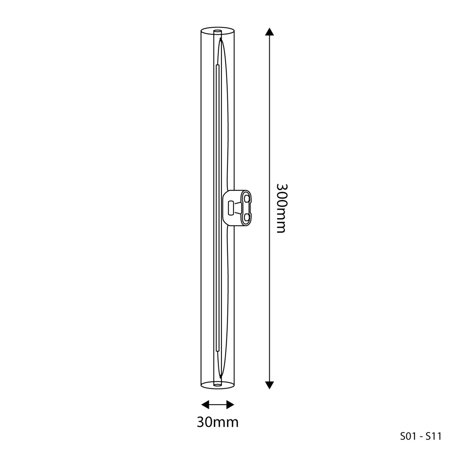 Lampadina LED Trasparente CRI 90 Lineare S14d - lunghezza 500 mm 7W 620Lm 2700K Dimmerabile - S02