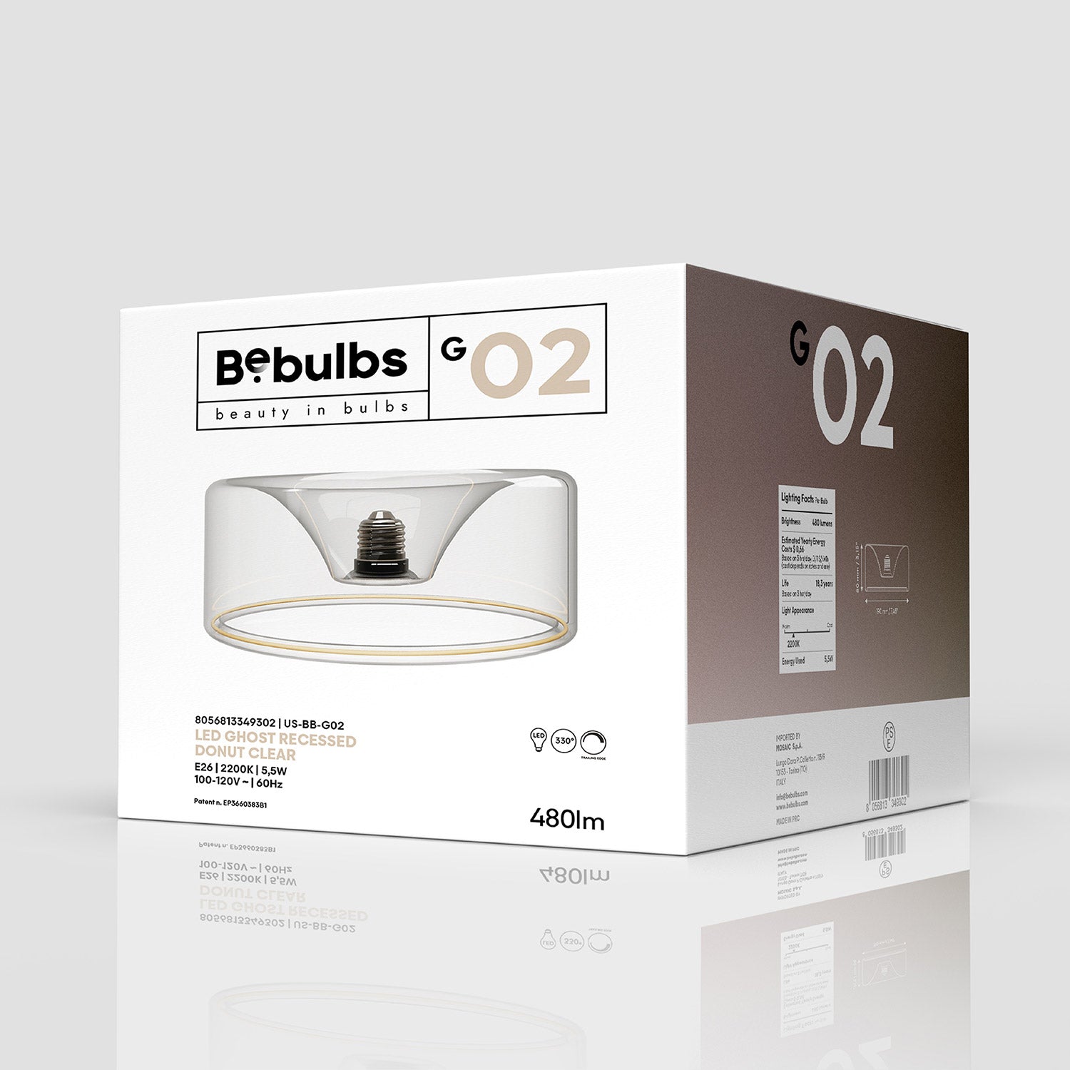 LED Clear Light Bulb Ghost Line CRI 90 Recessed Donut 5,5W 480Lm E26 2200K Dimmable - G02