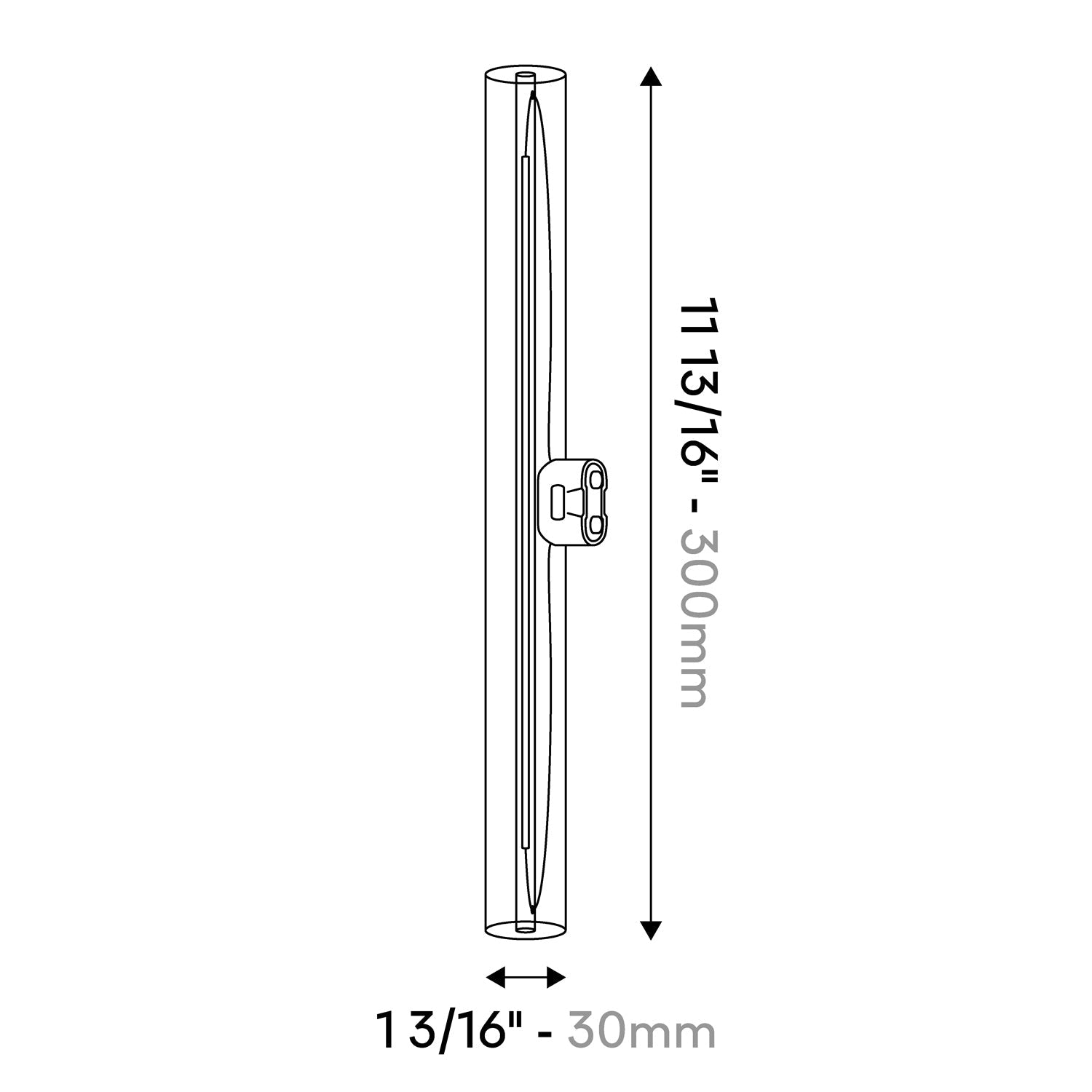LED Linear Clear S14d Light Bulb CRI 90 - length 300 mm 6W 520Lm 2700K Dimmable - S01