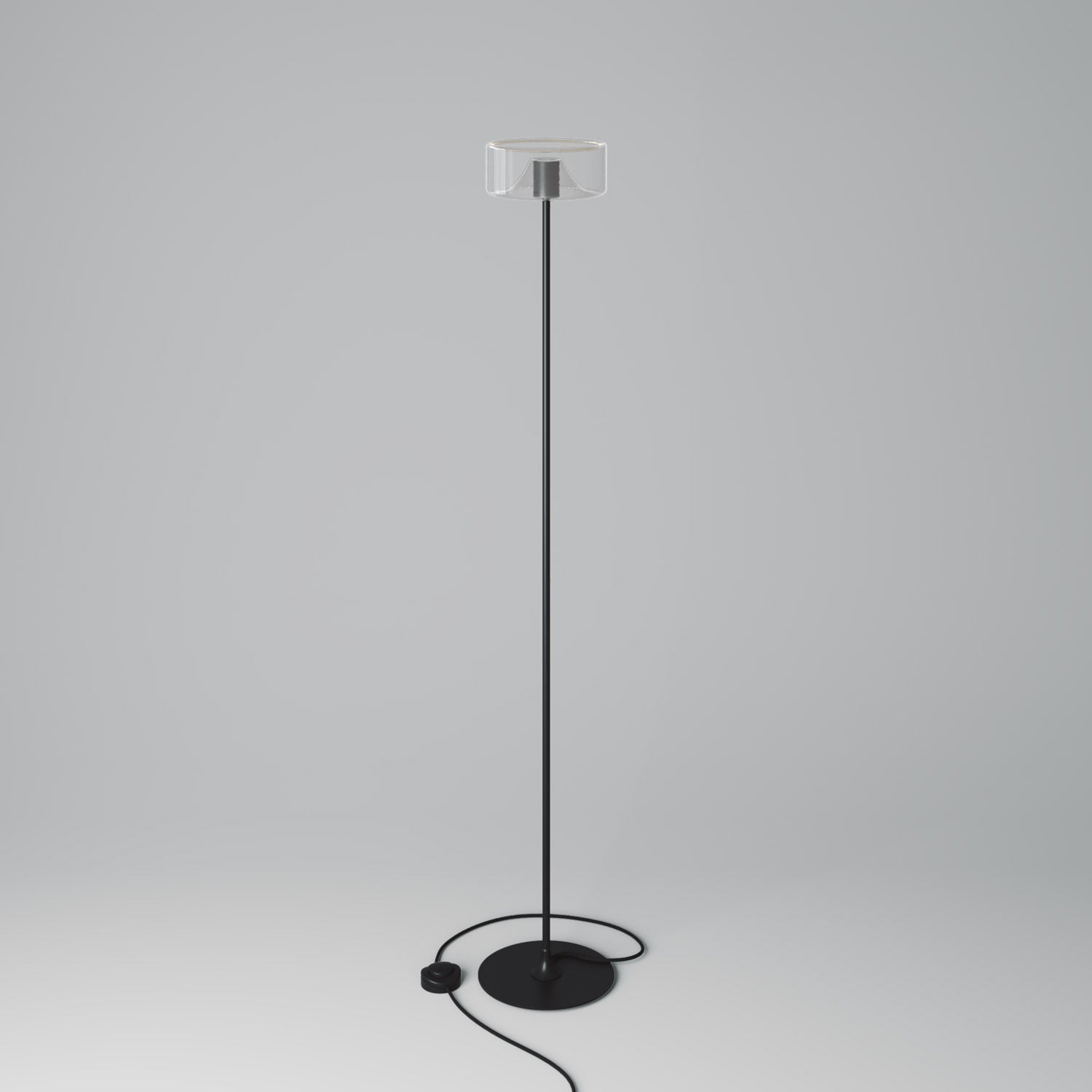 MAG-Y floor lamp with round metal base and Ghost LED bulb - Black