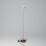 MAG-Y floor lamp with round metal base and Ghost LED bulb - Brushed bronze