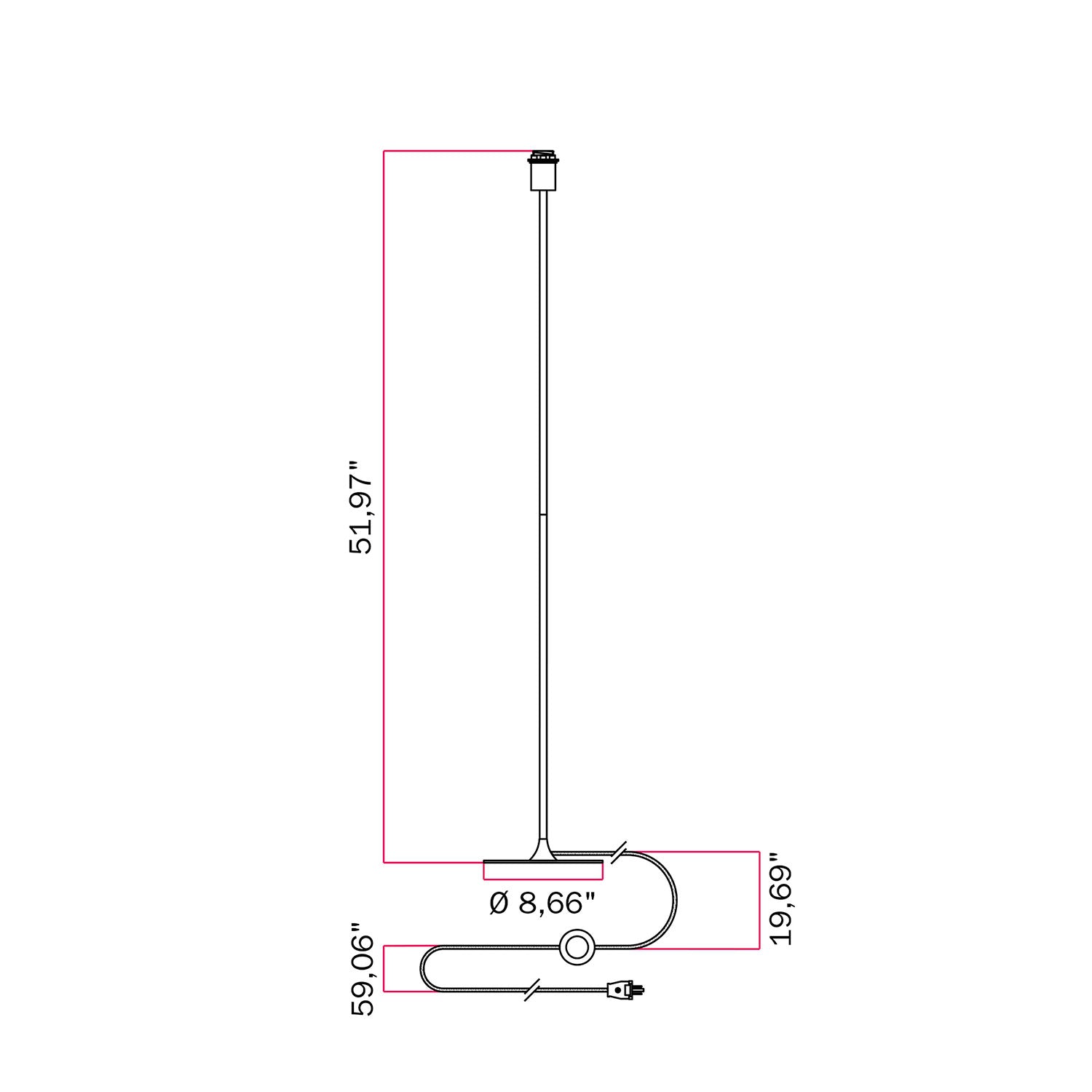 MAG-Y floor lamp with round metal base with fitting for lampshade - Black