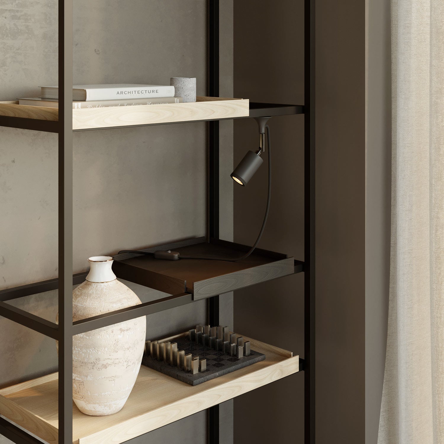 MAG-Y metal wall light with swivel joint and spotlight - Black