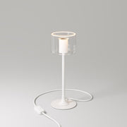 MAG-Y table lamp with round metal base and clear Ghost G03 bulb - Matt white