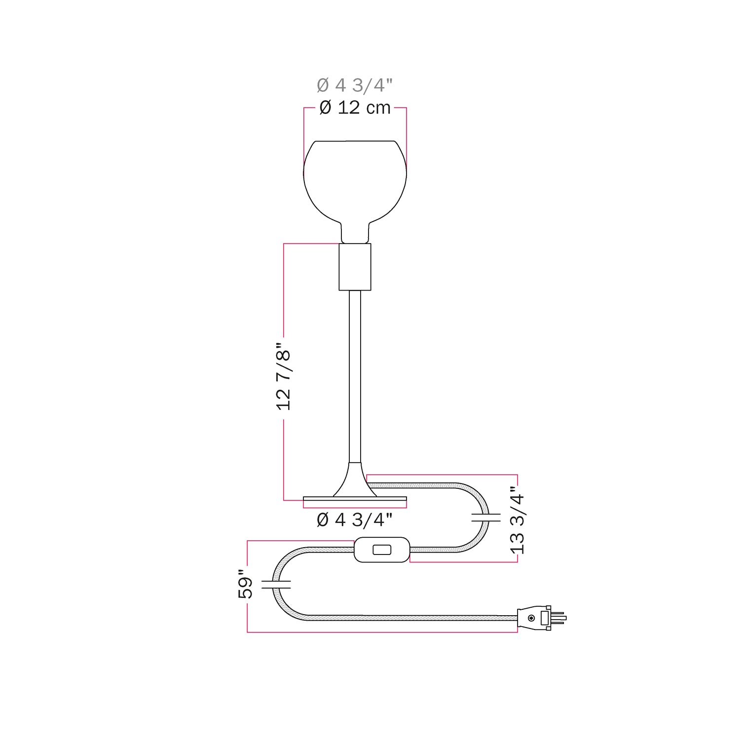 MAG-Y table lamp with round metal base and clear Ghost G05 bulb - Black
