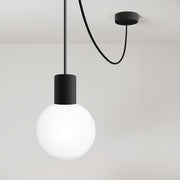 Modulair Outdoor Pendant Lamp, suitable for wet locations, with Unbreak-a-Ball unbreakable shade - Black