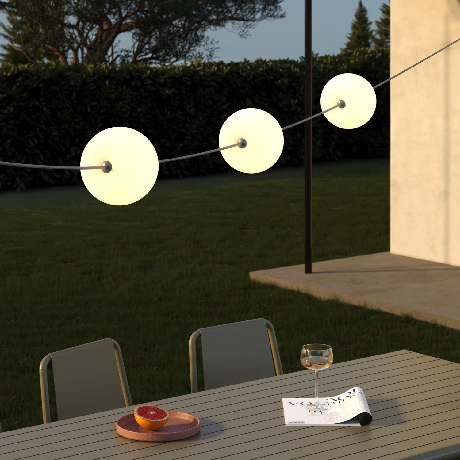 Outdoor 3-Light String Light for wet locations Gray, Power supply with US plug - Marina3 Cherry