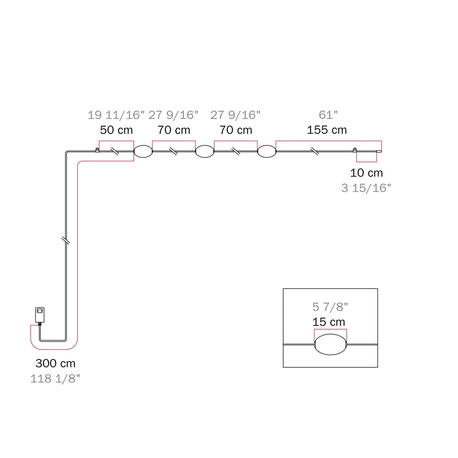 Outdoor 3-Light String Light fro wet locations Starfish Red, Power supply with US plug - Marina3