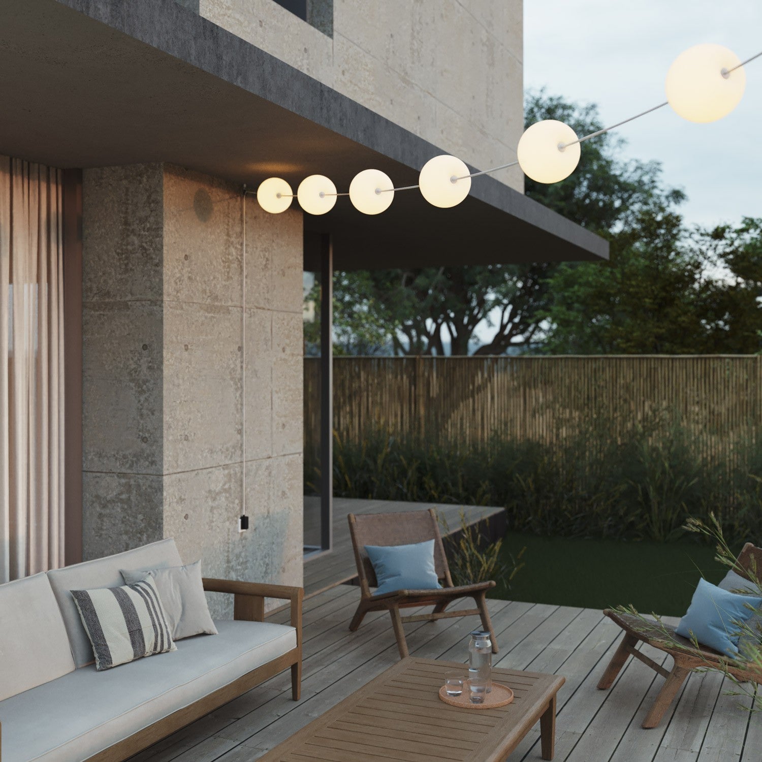 Outdoor 6-Light String Light for wet locations White Sand, Power supply with US plug - Marina6 Cherry