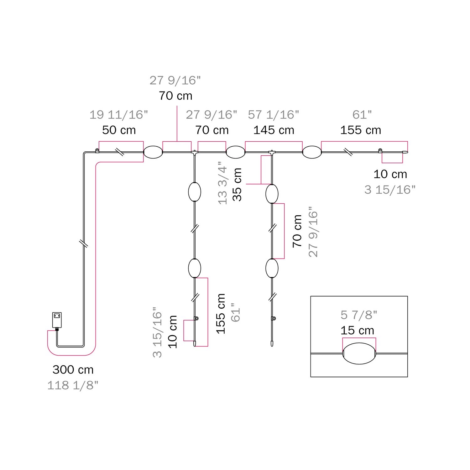Outdoor Net String Light 7-Light for wet locations Starfish Red, Power supply with US plug - Marina GRID