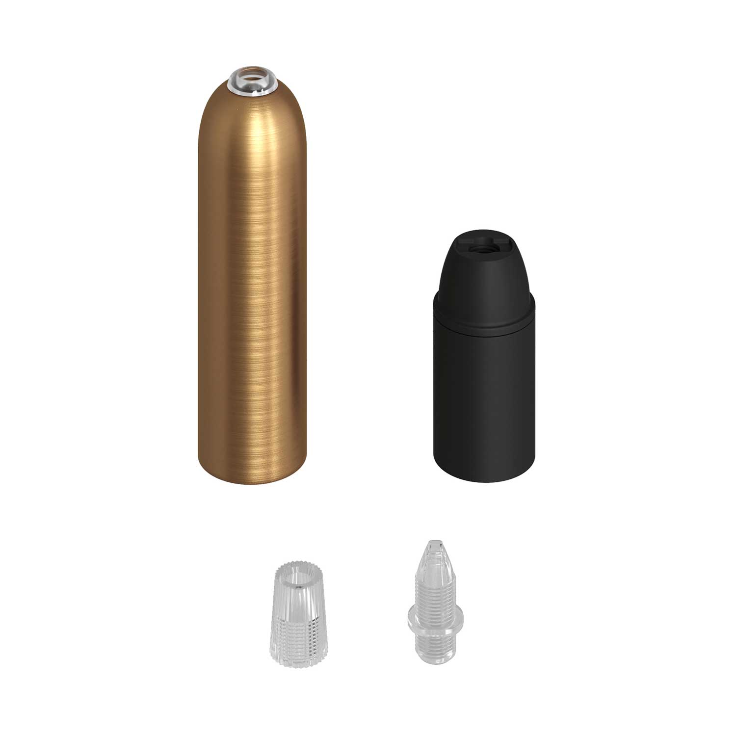 P-Light, kit portalampada E14 in metallo con serracavo a scomparsa - Bronzo satinato