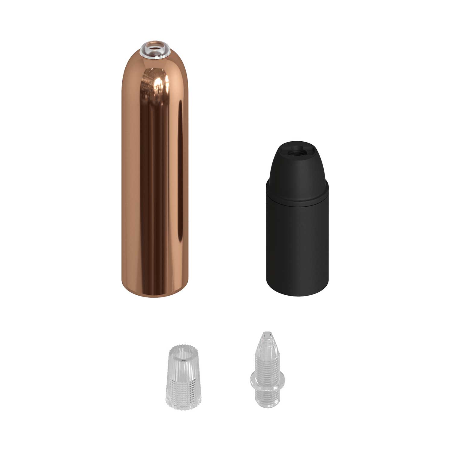 P-Light, UL E12 metal socket kit with hidden cable clamp - Copper