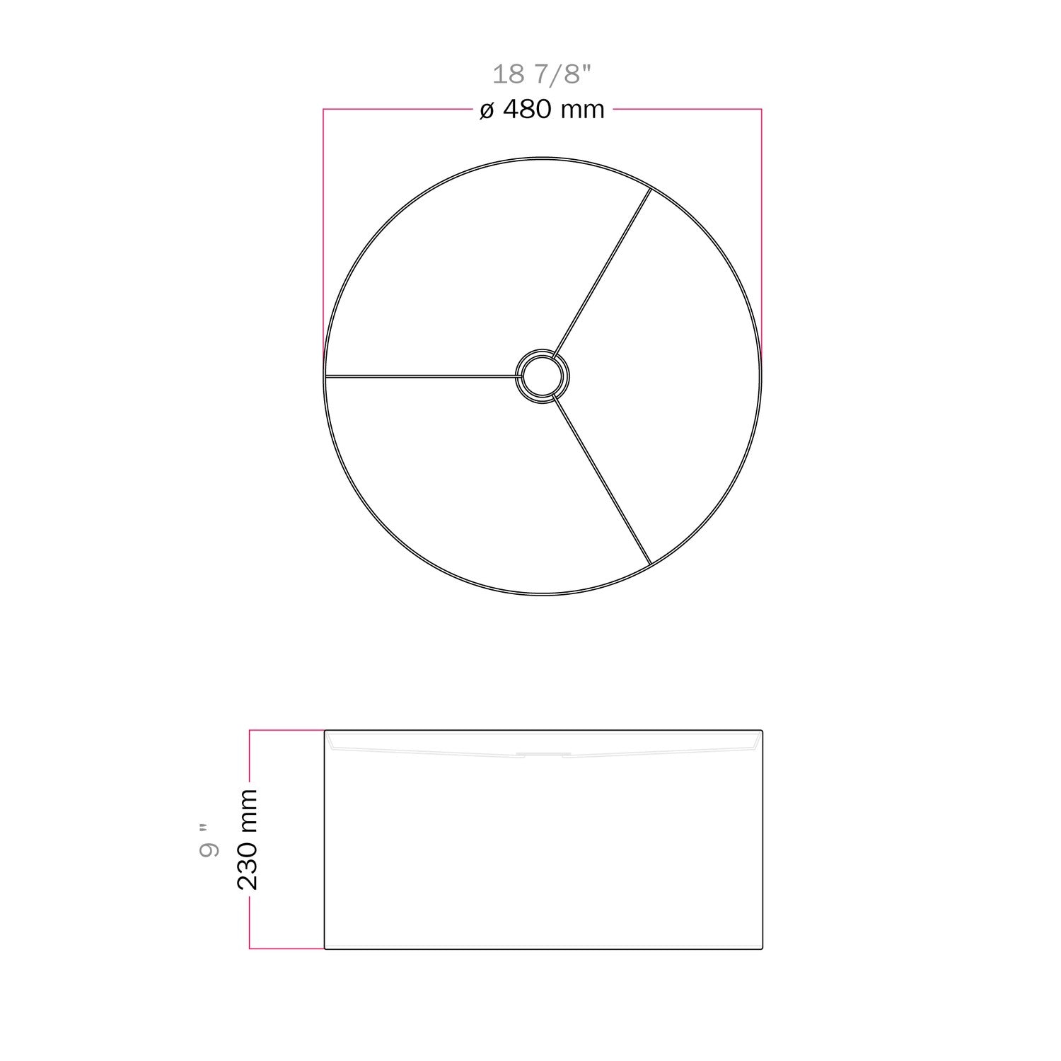 Paralume Cilindro XL in tessuto con attacco E27 - Made in Italy - Nero/Oro