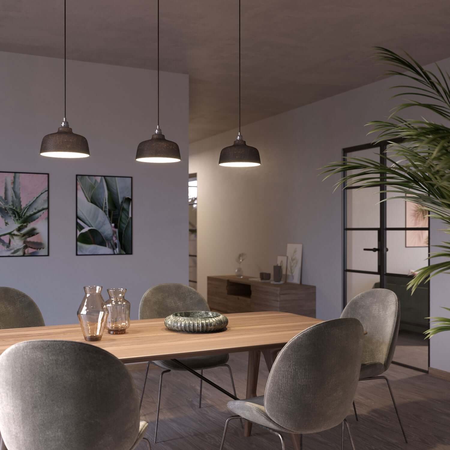 Paralume Coppa in ceramica, collezione Materia - Made in Italy - Effetto corten - Creative Cables