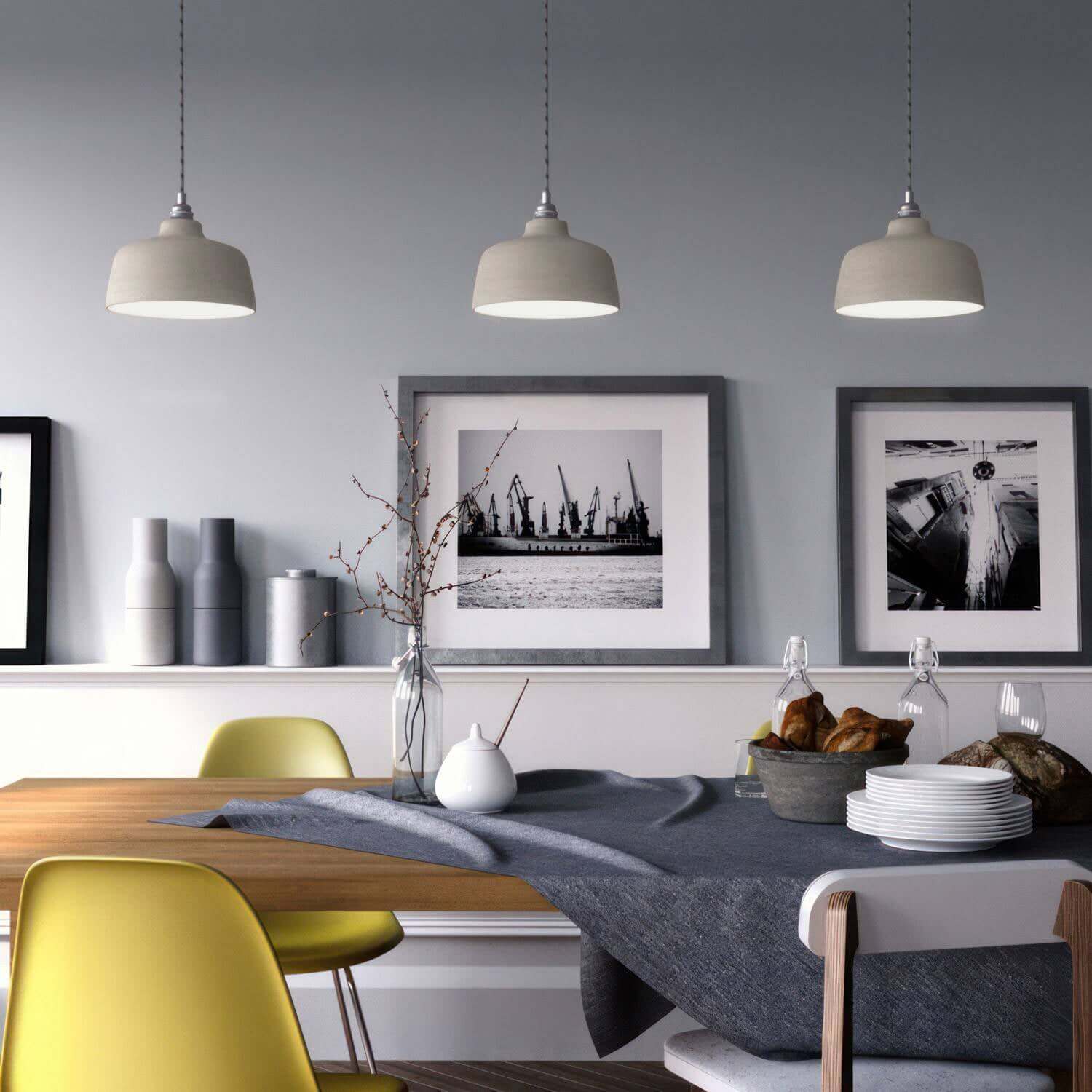 Paralume Coppa in ceramica, collezione Materia - Made in Italy - Tortora striato - Creative Cables