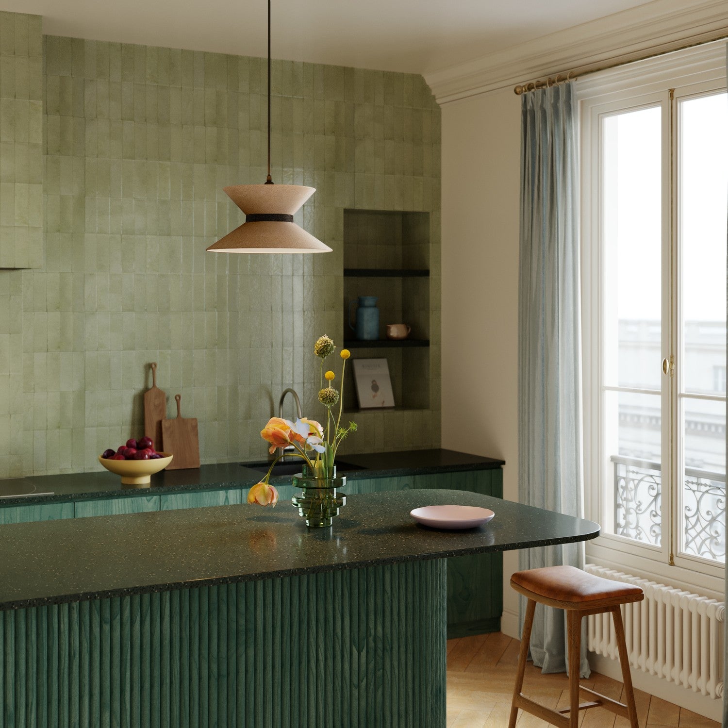 Paralume in tessuto Clessidra per lampada a sospensione - Lana Marrone Lana grigio scuro