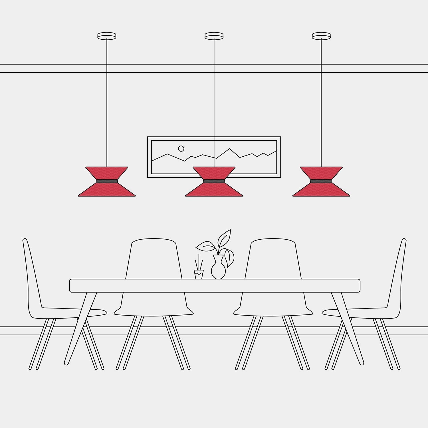 Paralume in tessuto Clessidra Teletta rosso - Made in Italy Teletta antracite