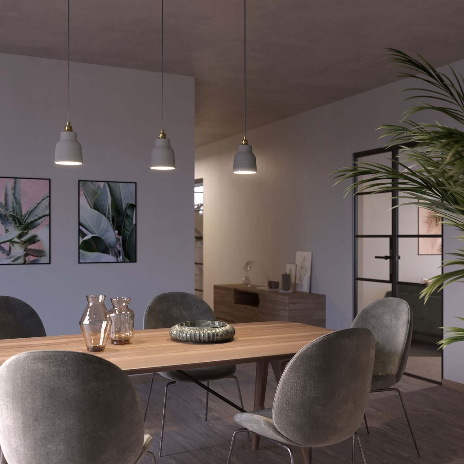 Paralume Vaso in ceramica, collezione Materia - Made in Italy - Effetto cemento - Creative Cables