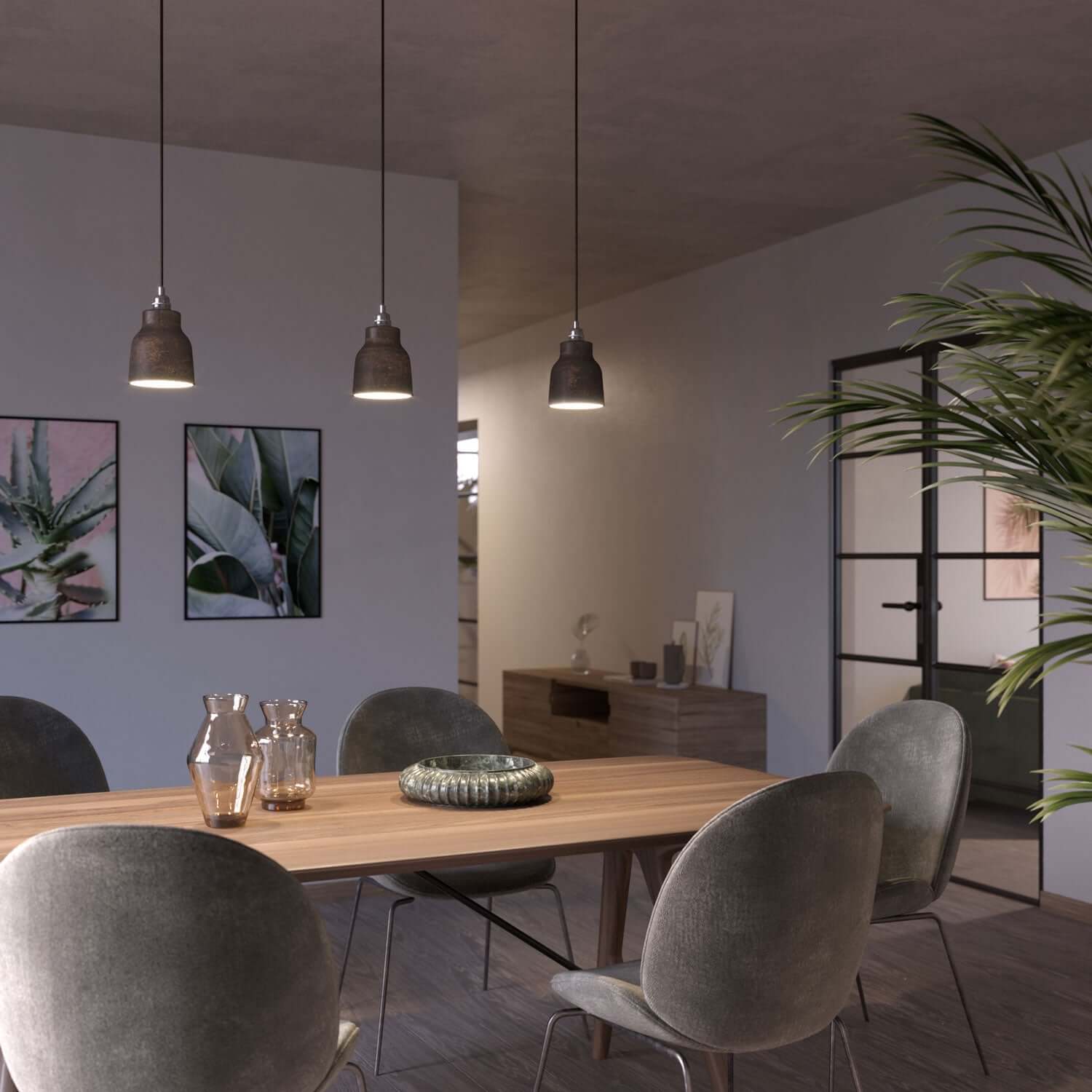 Paralume Vaso in ceramica, collezione Materia - Made in Italy - Effetto corten - Creative Cables