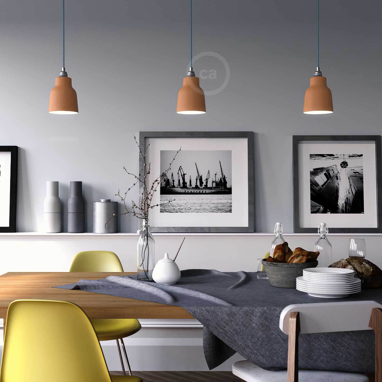 Paralume Vaso in ceramica, collezione Materia - Made in Italy - Terracotta striato - Creative Cables