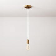 Pendant lamp with textile cable and satin metal details - Brushed bronze