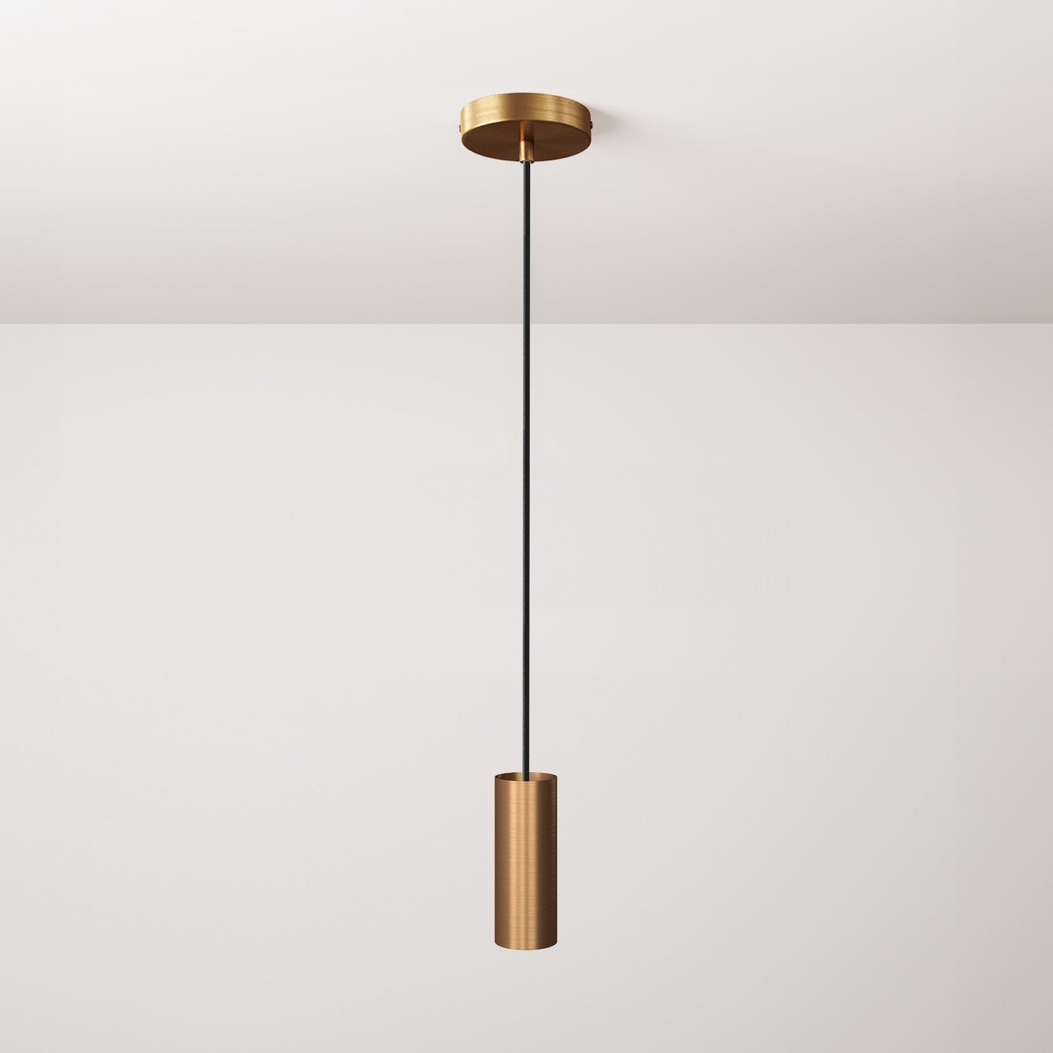 Pendant lamp with textile cable, Tub-E12 lampshade and metal details - Brushed bronze