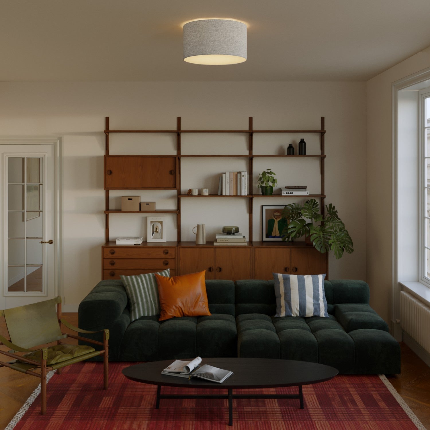 Plafoniera in tessuto Medium - Made in Italy - Lana Grigio Chiaro