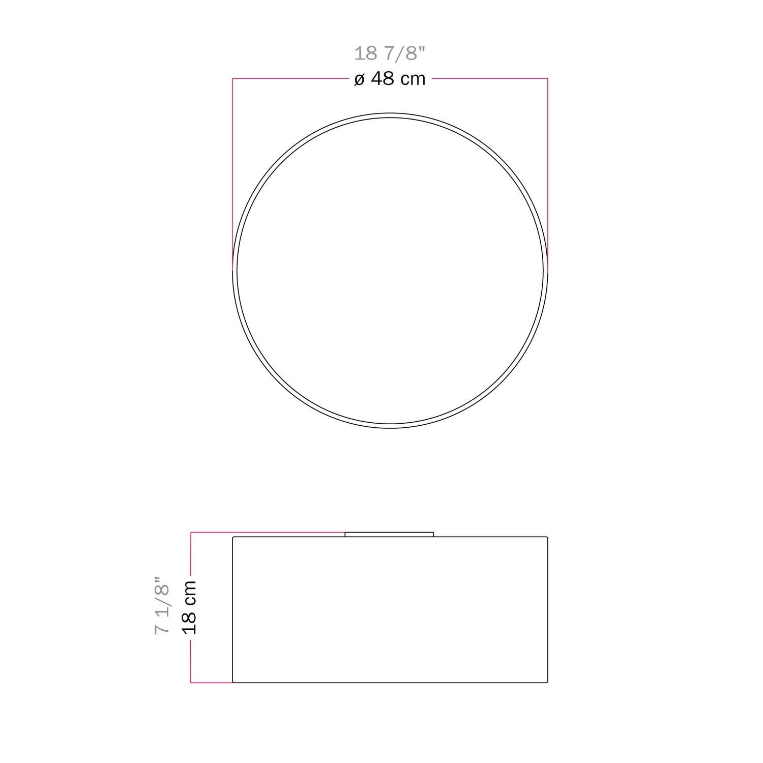 Plafoniera in tessuto Medium Slim - Made in Italy - Lana Grigio Chiaro