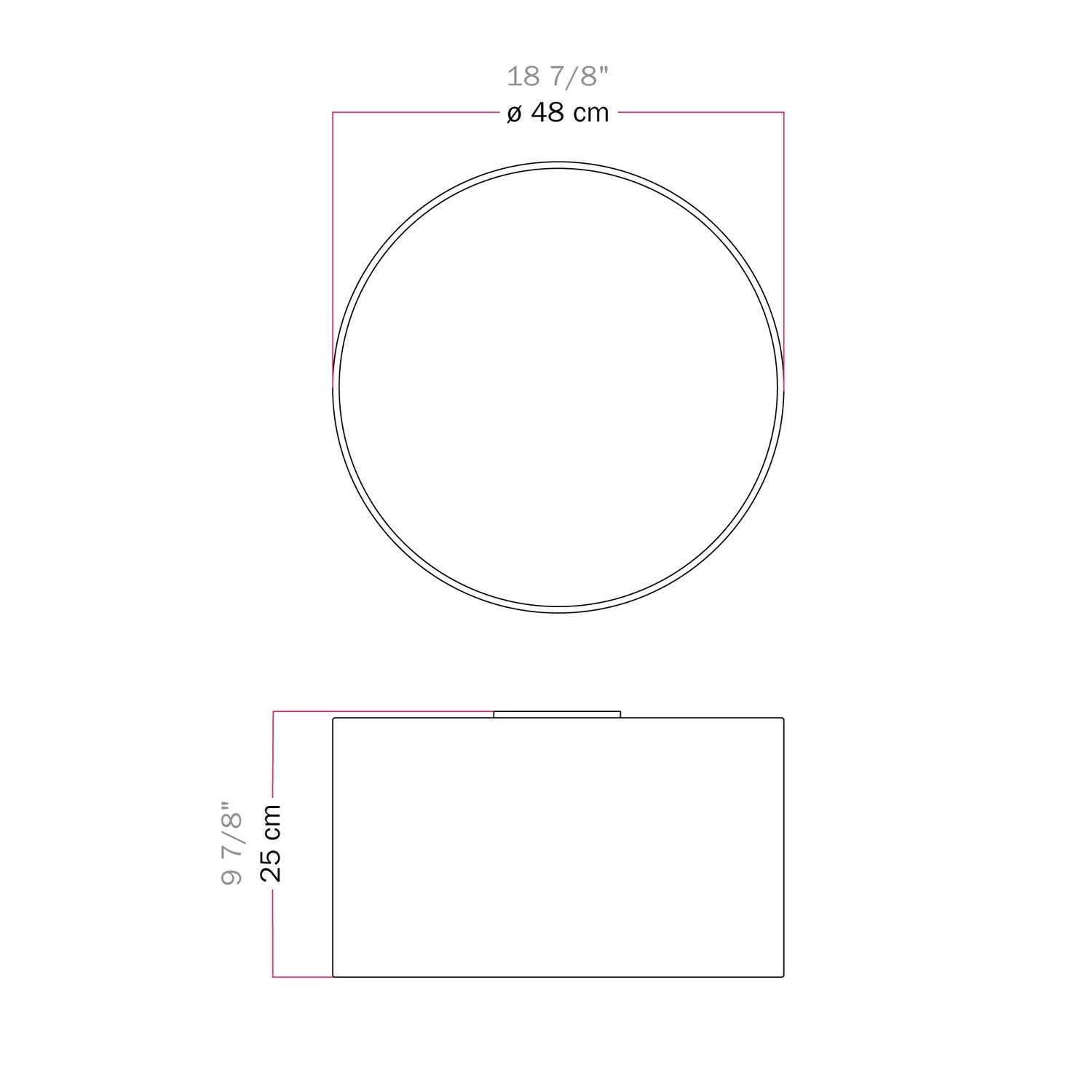 Plafoniera in tessuto Medium Teletta azzurro severo - Made in Italy