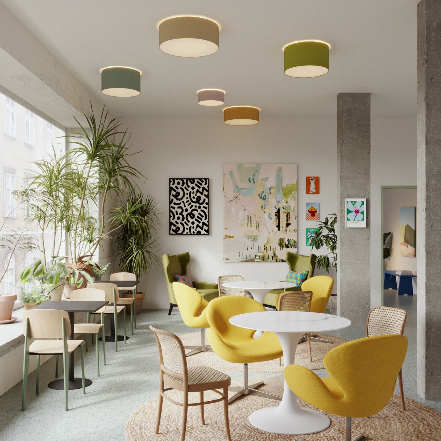 Plafoniera in tessuto Small - Made in Italy - Lana Grigio Scuro