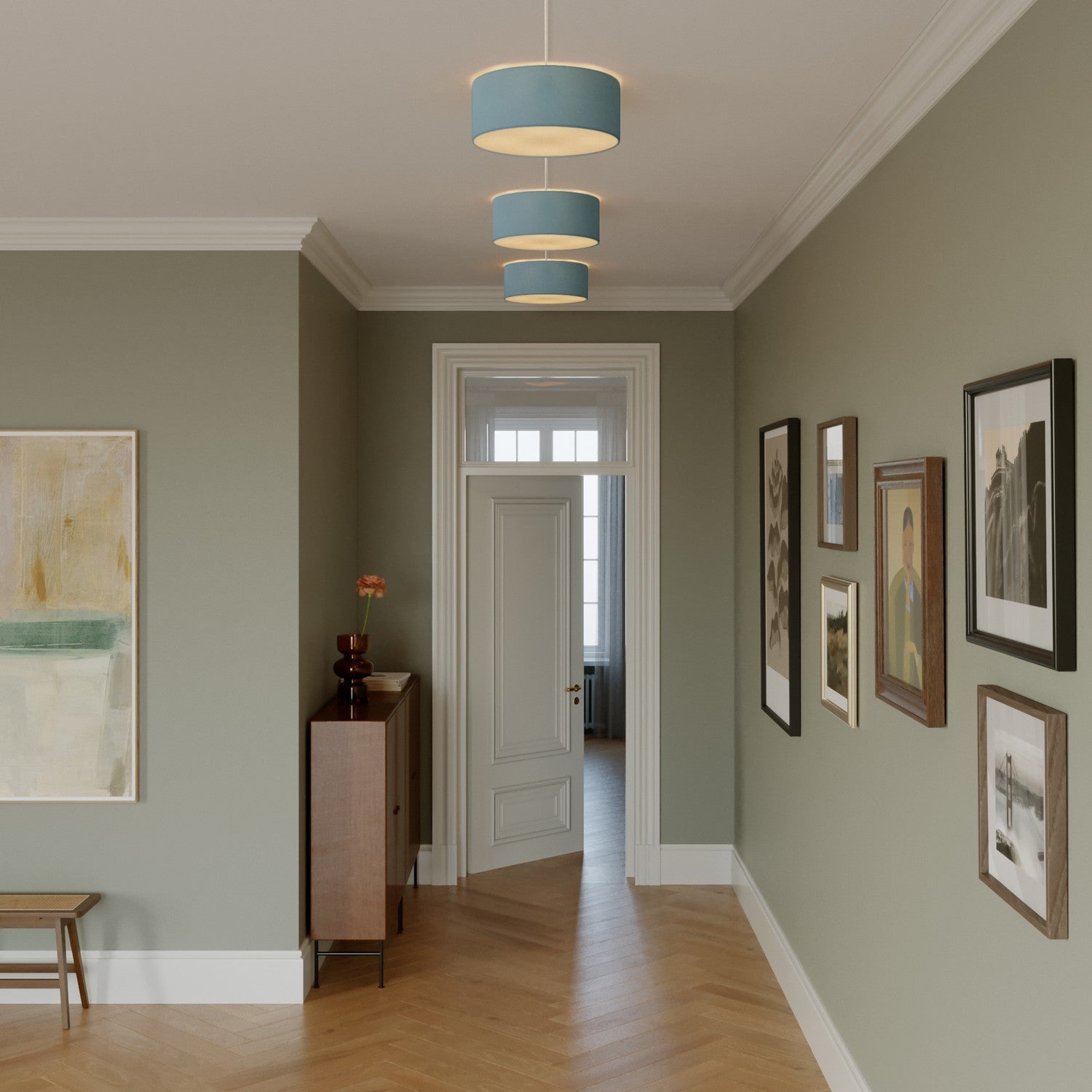 Plafoniera in tessuto Small Teletta azzurro severo - Made in Italy