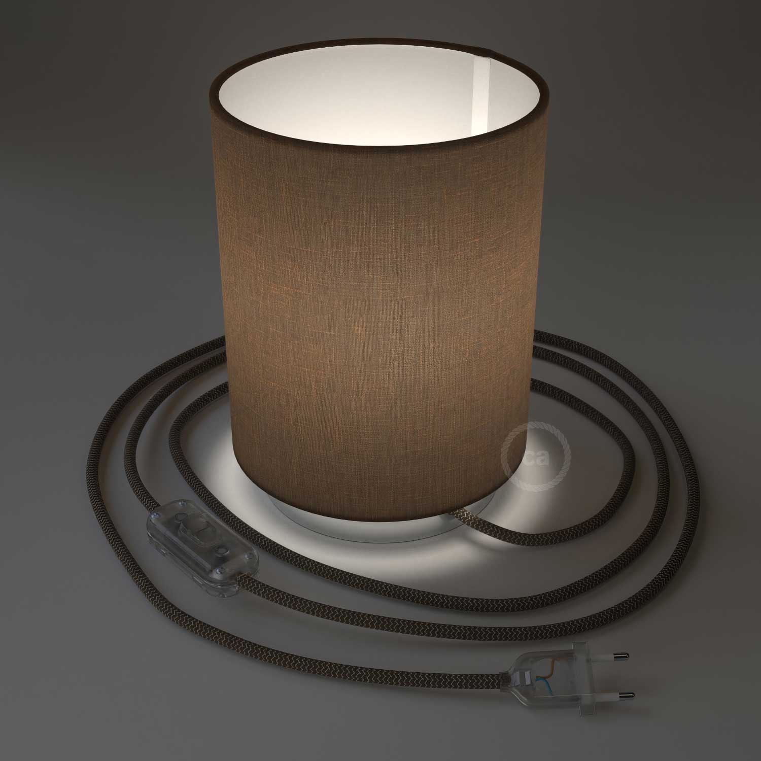 Posaluce metal base with Cilindro lampshade - Camelot Brown