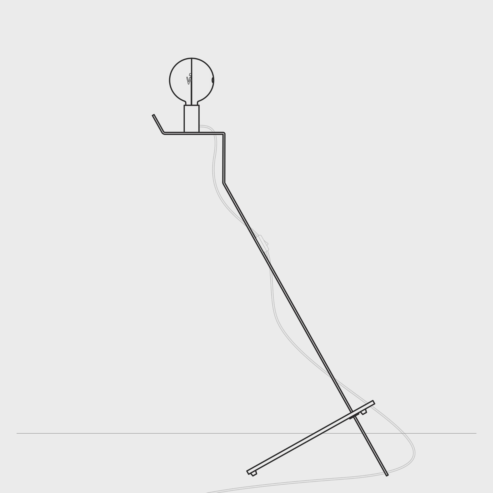 Load video: Tilting floor lamp with painted G125 LED Light bulb - Mario Talia - Orange