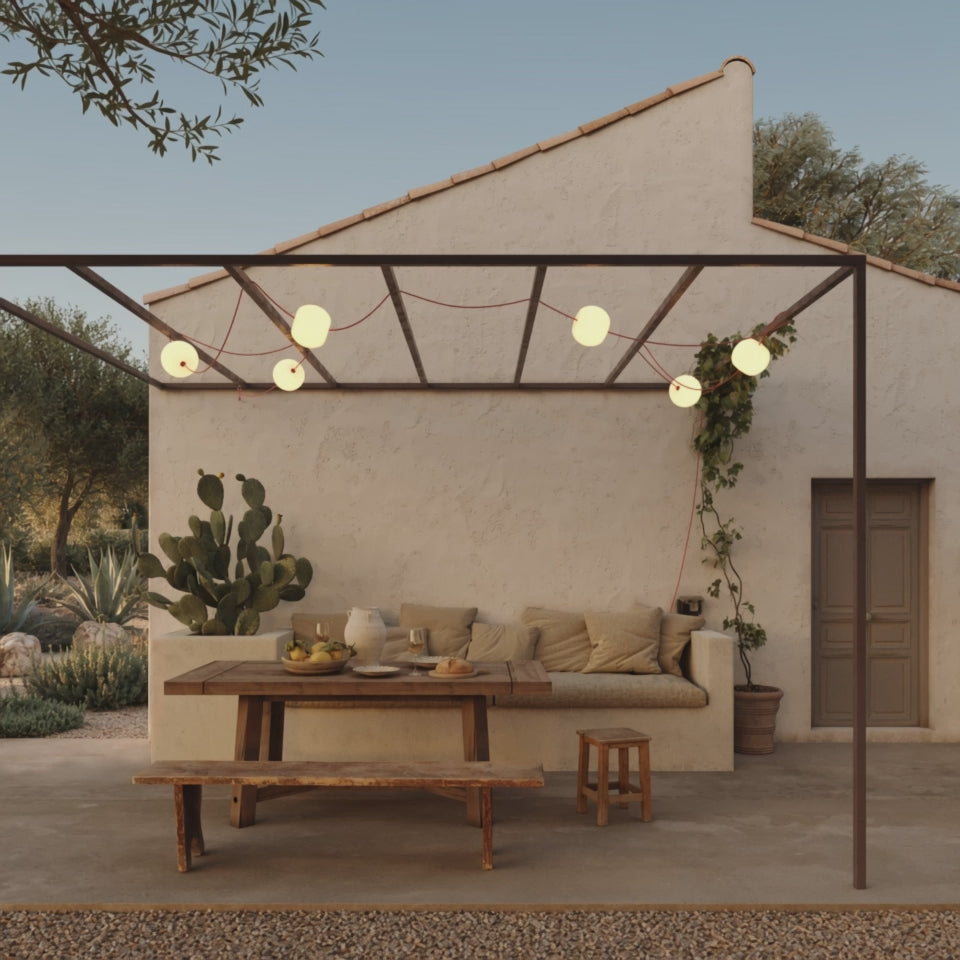 Load video: Outdoor 6-Light String Light IP67 Olive Green with UK Plug - Marina6 Cherry