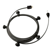 Ready-to-use 25ft String Light with 5 black Sockets, Hook and Plug - CM03
