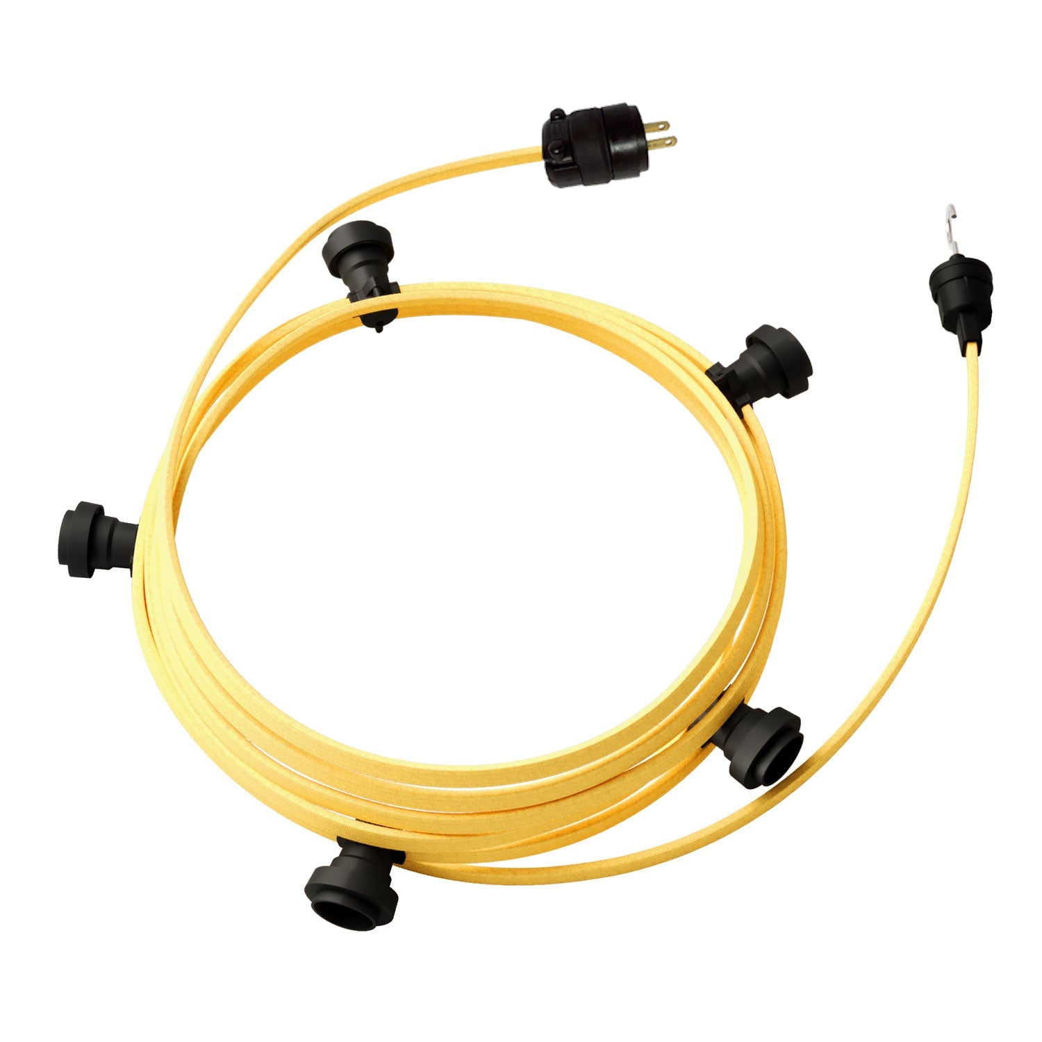 Ready-to-use 25ft String Light with 5 black Sockets, Hook and Plug - CM10
