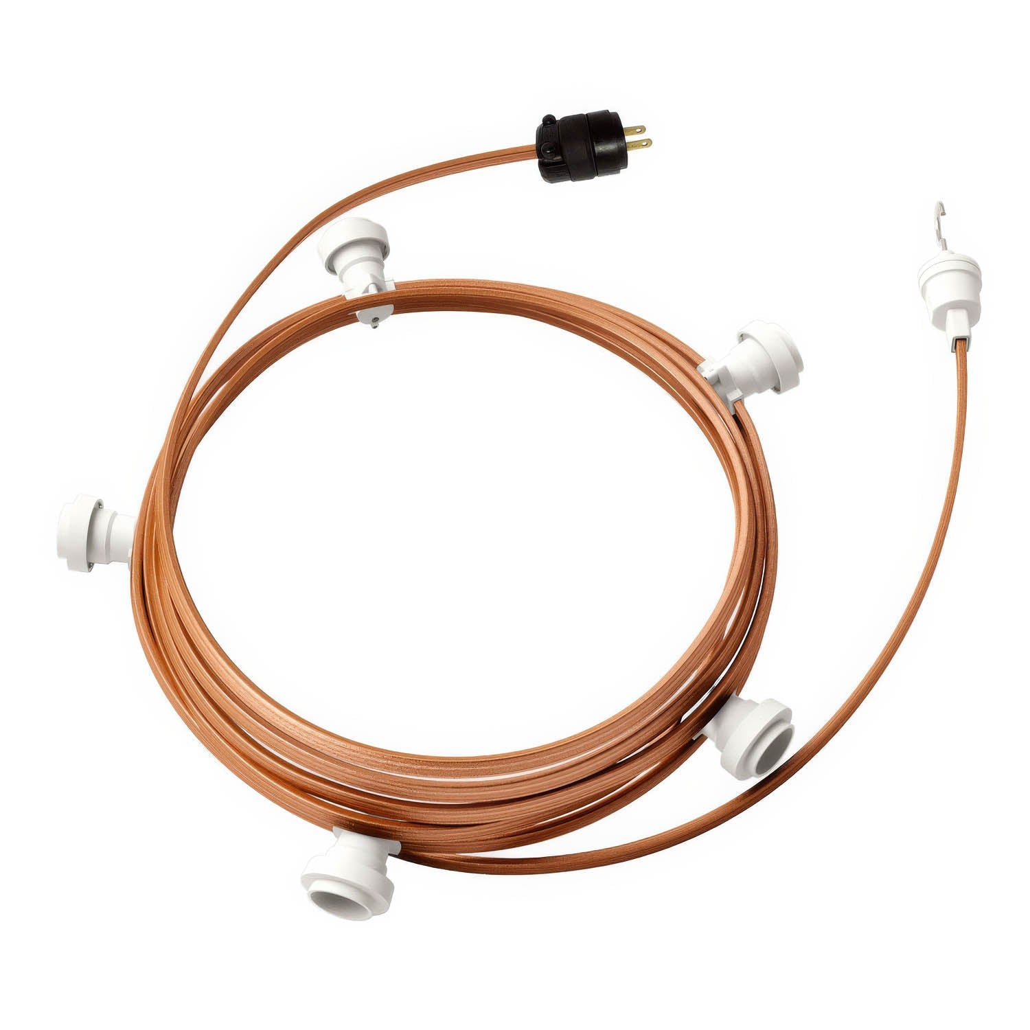 Ready-to-use 25ft String Light with 5 white Sockets, Hook and Plug - CM22