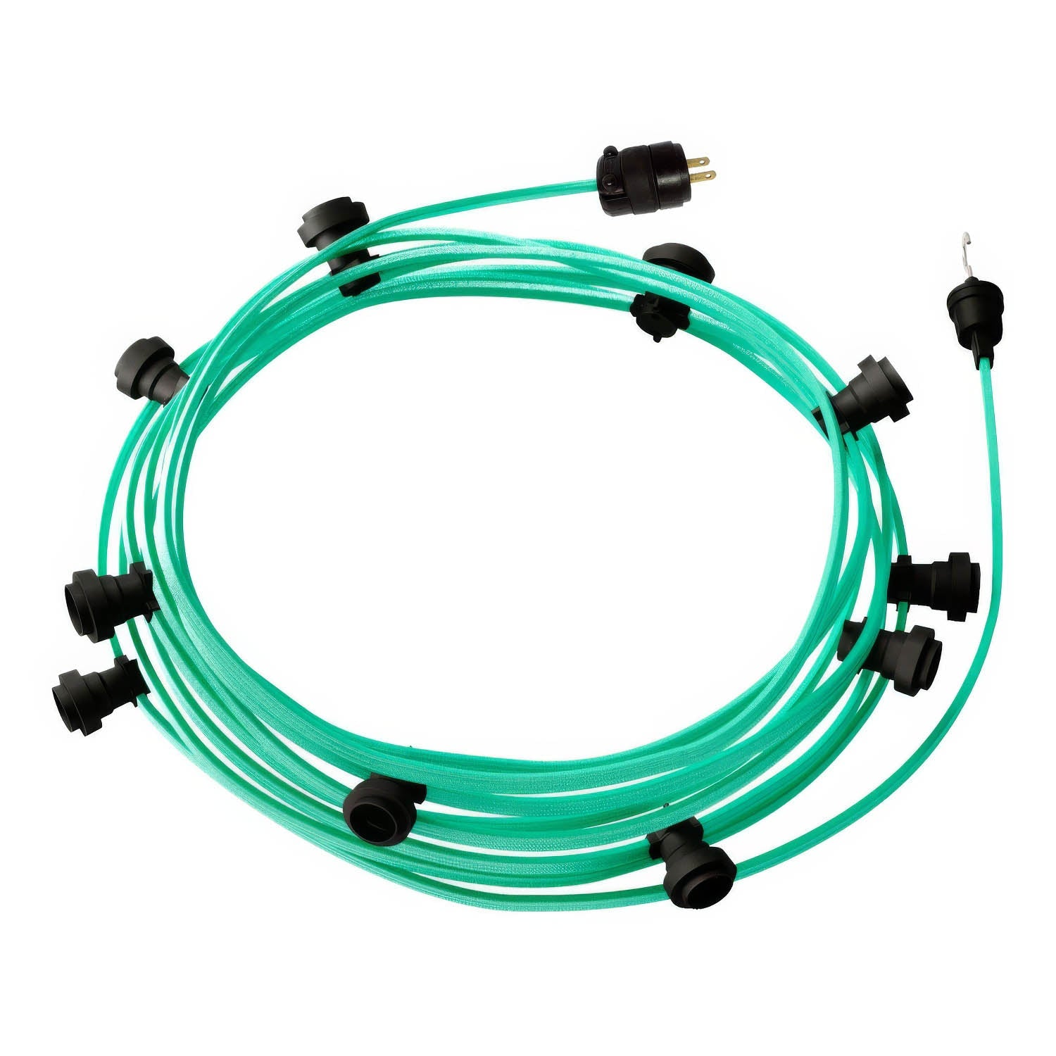 Ready-to-use 40ft String Light with 5 black Sockets, Hook and Plug - CH69