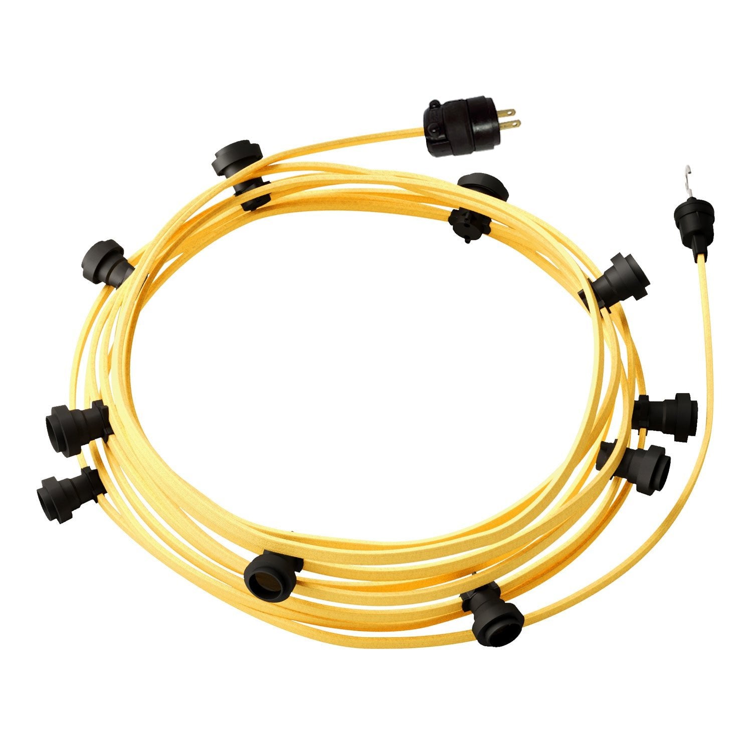 Ready-to-use 40ft String Light with 5 black Sockets, Hook and Plug - CM10
