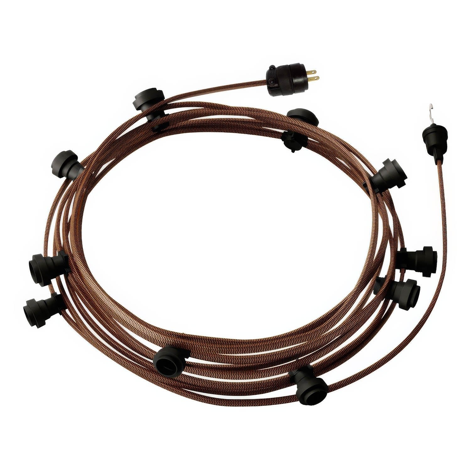 Ready-to-use 40ft String Light with 5 black Sockets, Hook and Plug - CZ22