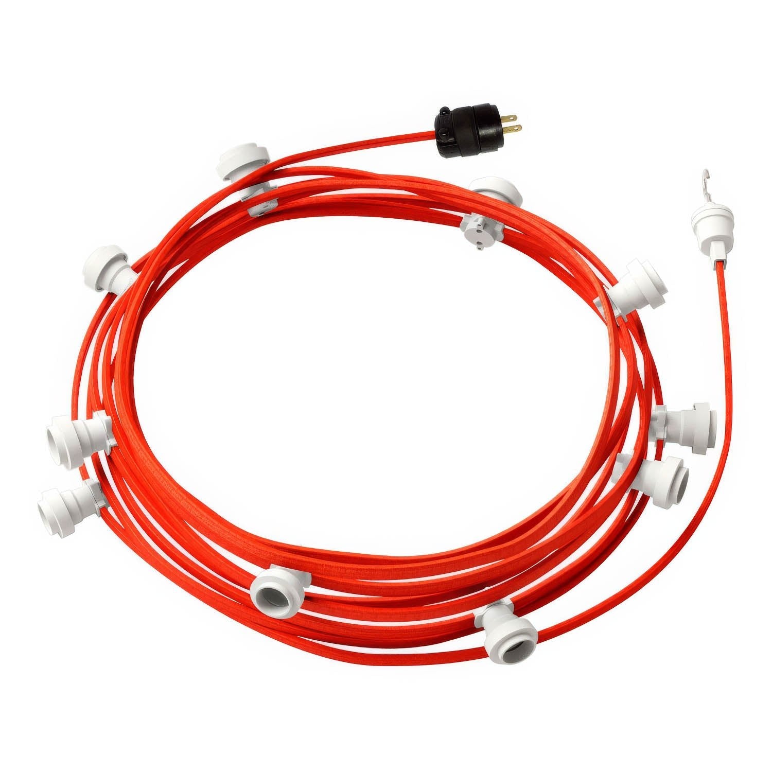 Ready-to-use 40ft String Light with 5 white Sockets, Hook and Plug - CF15