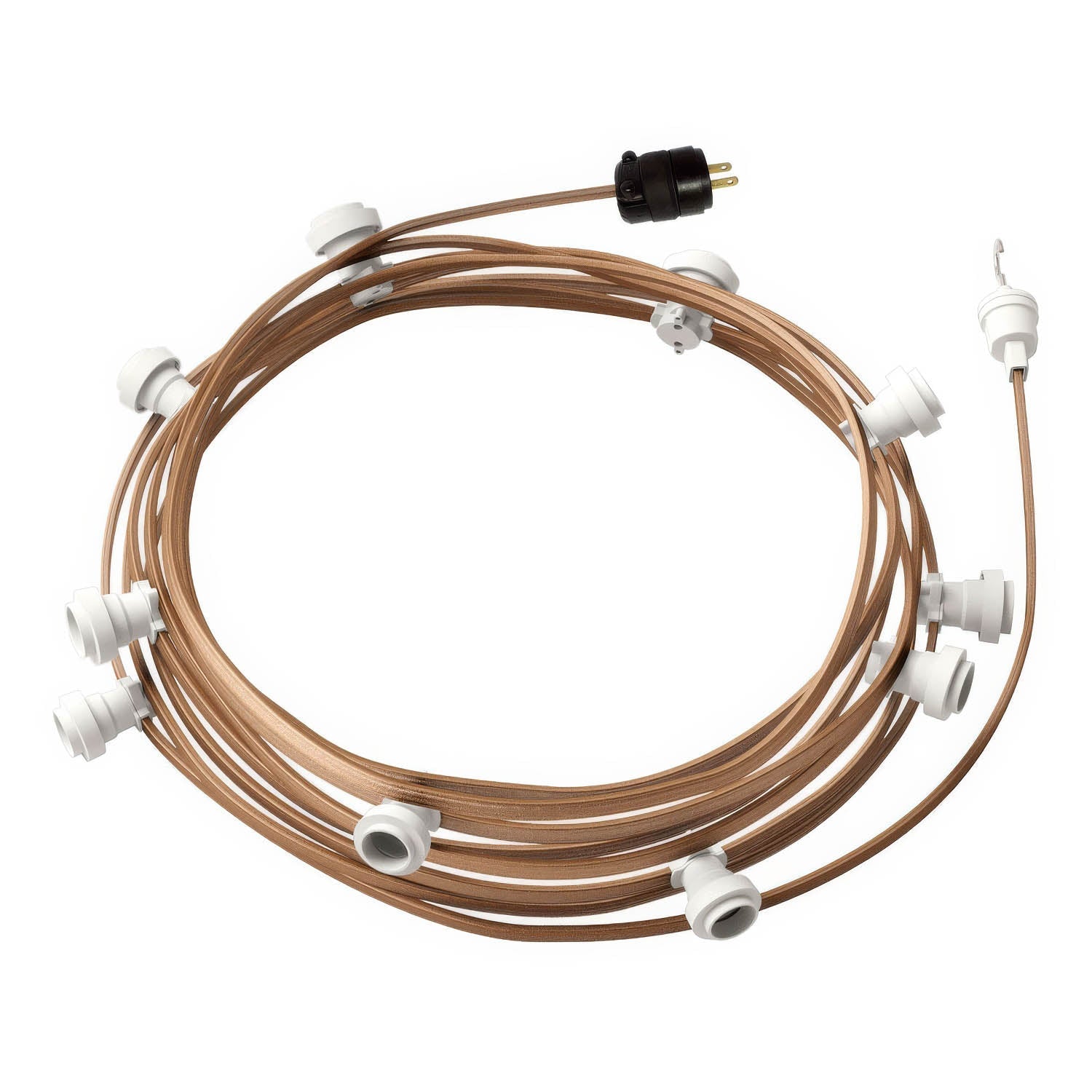 Ready-to-use 40ft String Light with 5 white Sockets, Hook and Plug - CM27