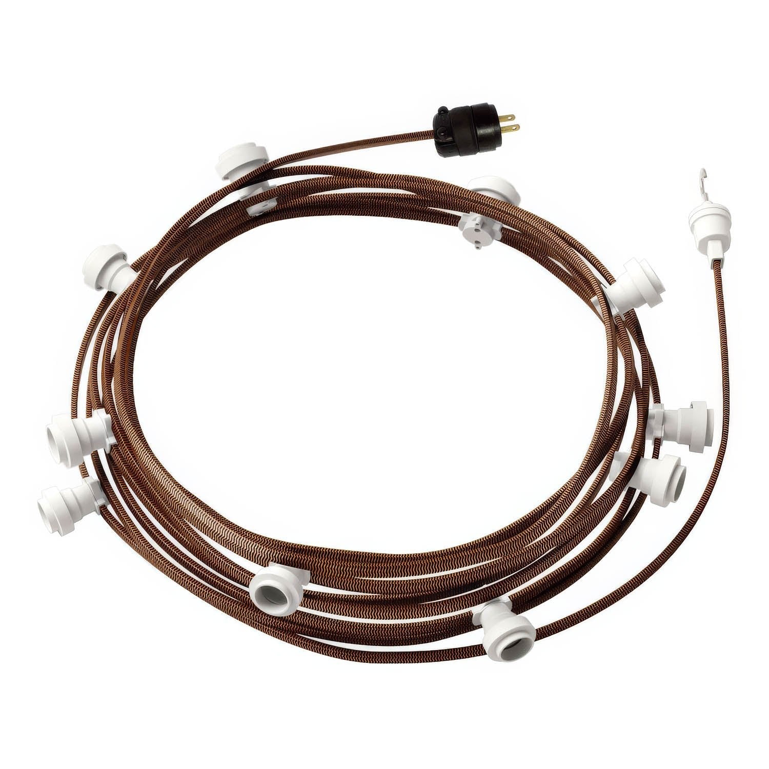 Ready-to-use 40ft String Light with 5 white Sockets, Hook and Plug - CZ22