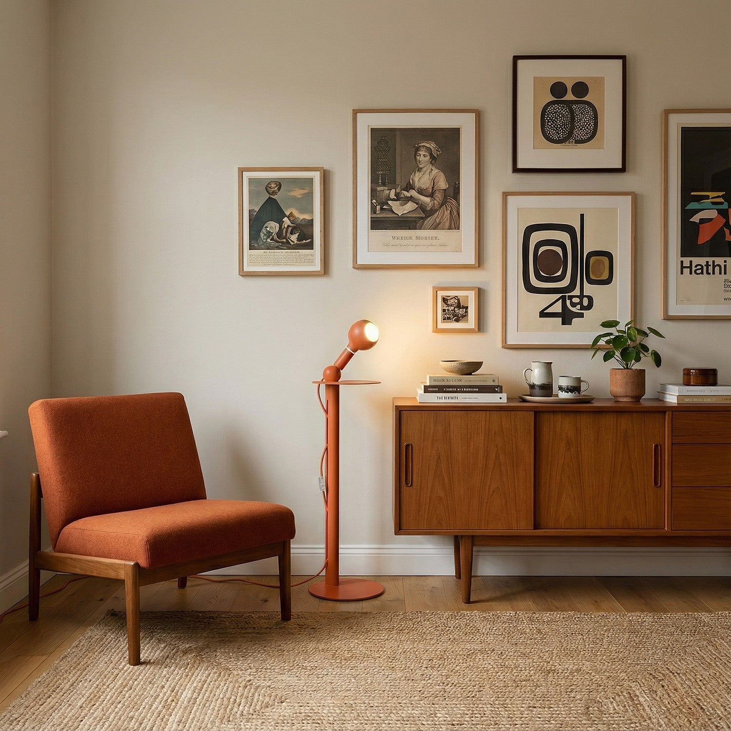 Rocco - Lampada da terra con lampadina Camo - Arancione