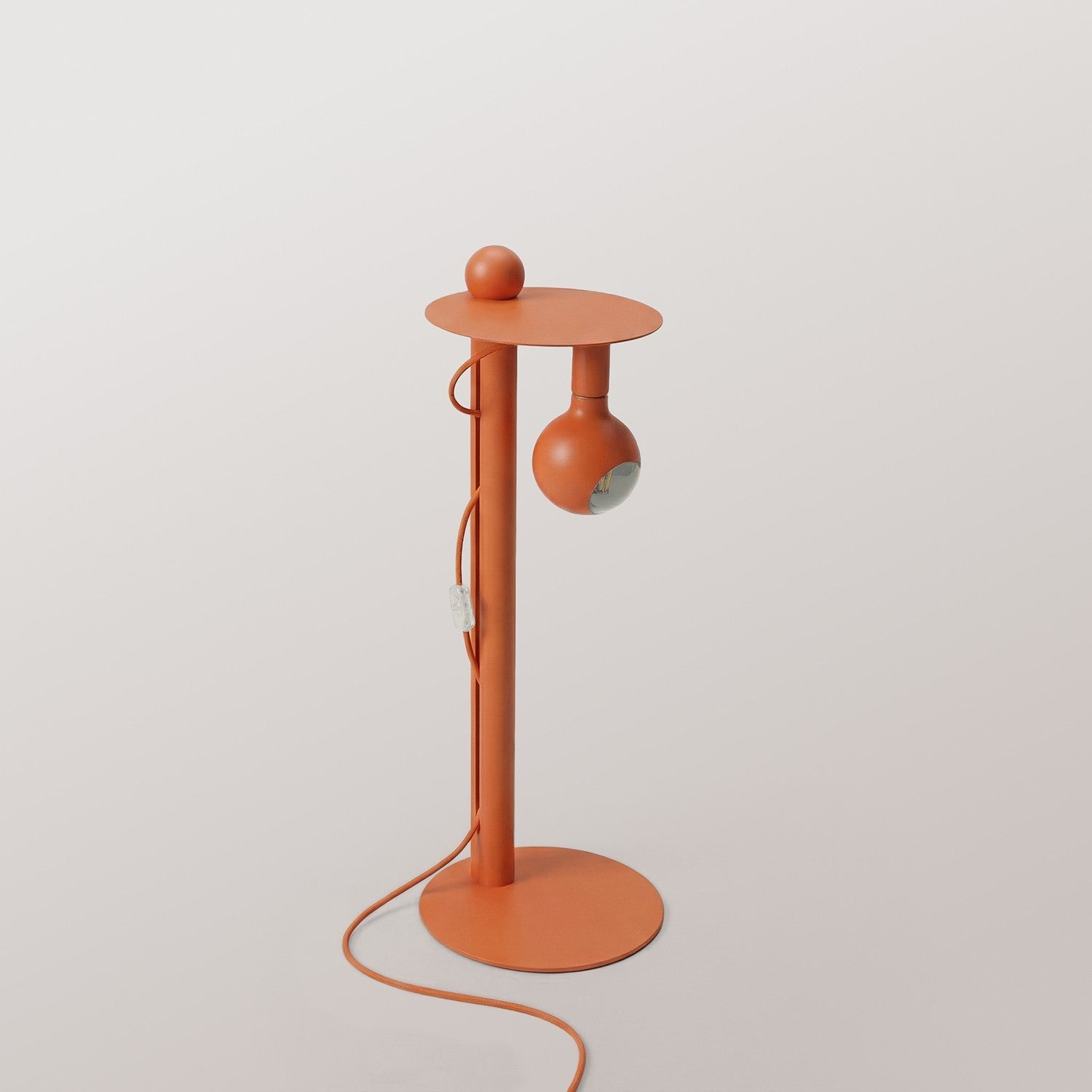 Rocco - Lampada da terra con spina UK e lampadina Camo - Arancione