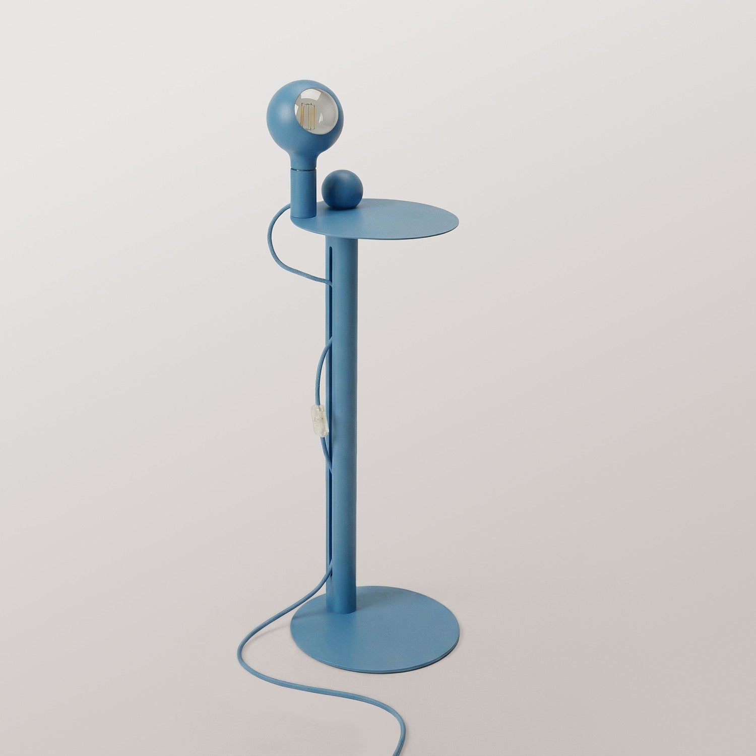 Rocco - Lampada da terra con spina UK e lampadina Camo - Blu