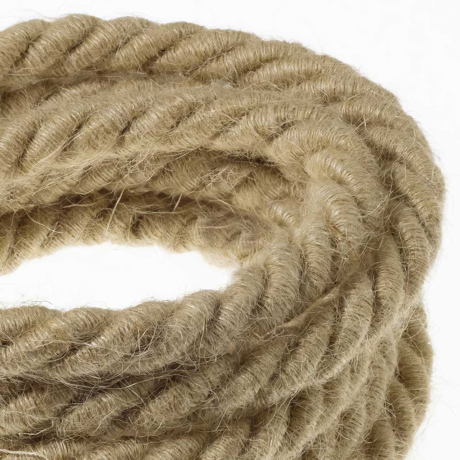 Rope electrical wire 18/3 AWG wire inside. Rough Jute Fabric