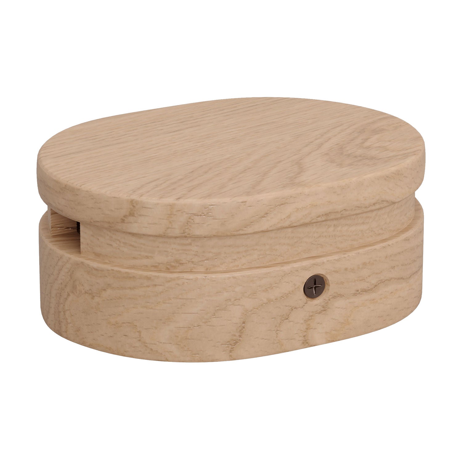 Rosone ovale in legno con 2 fori laterali per cavo per catenaria e sistema Filé. Made in Italy - Neutro