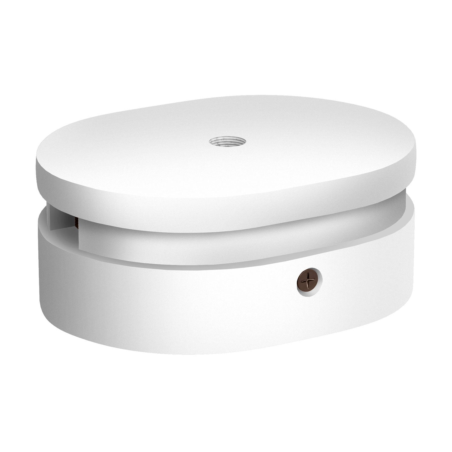 Rosone ovale in legno con un foro centrale e 2 fori laterali per cavo per catenaria e sistema Filé. Made in Italy - Bianco