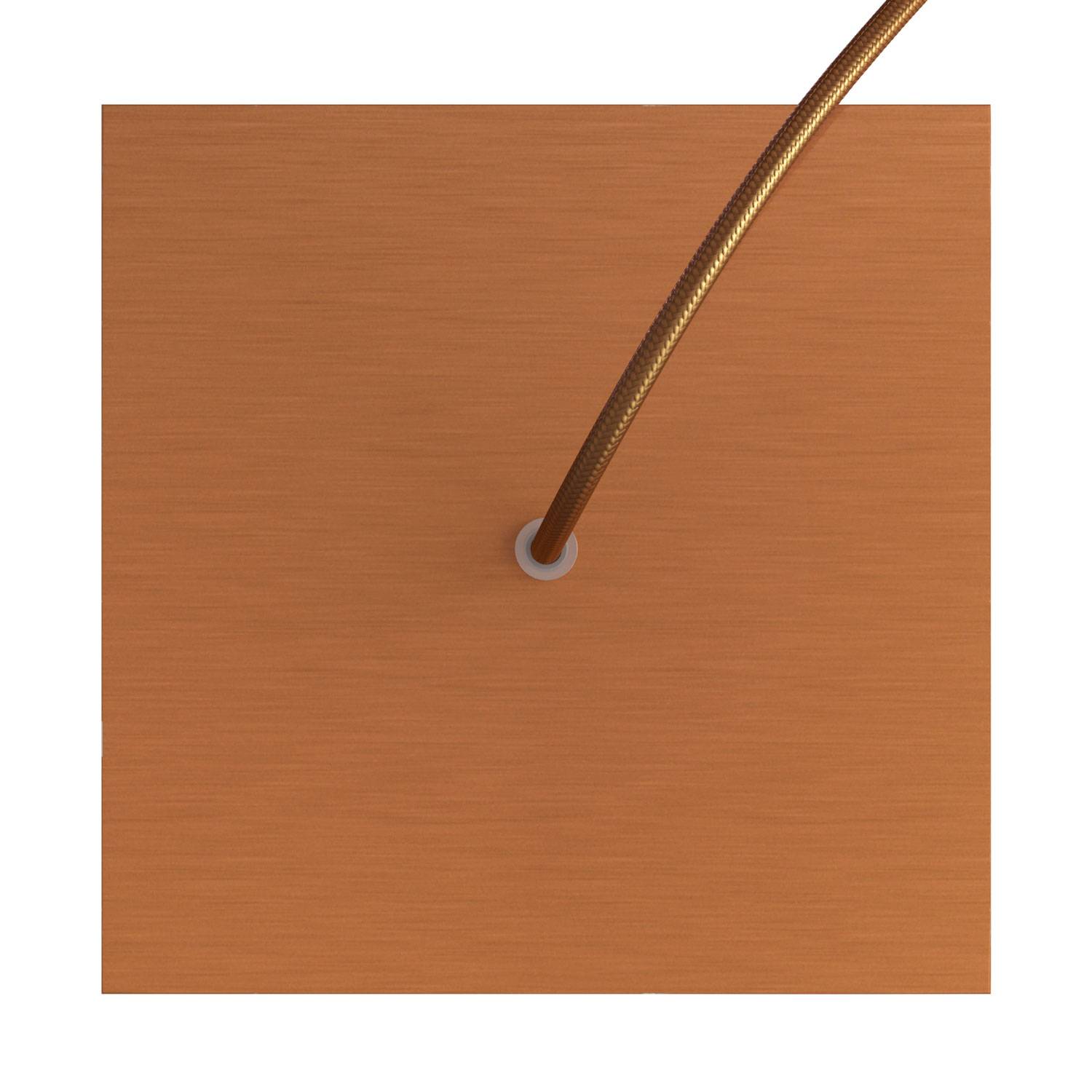 Rosone Rose-One quadrato, 200 mm con 1 foro e 4 fori laterali - Dibond Rame satinato Bianco